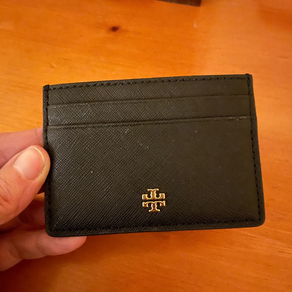 Like new Tory Burch black leather card holder